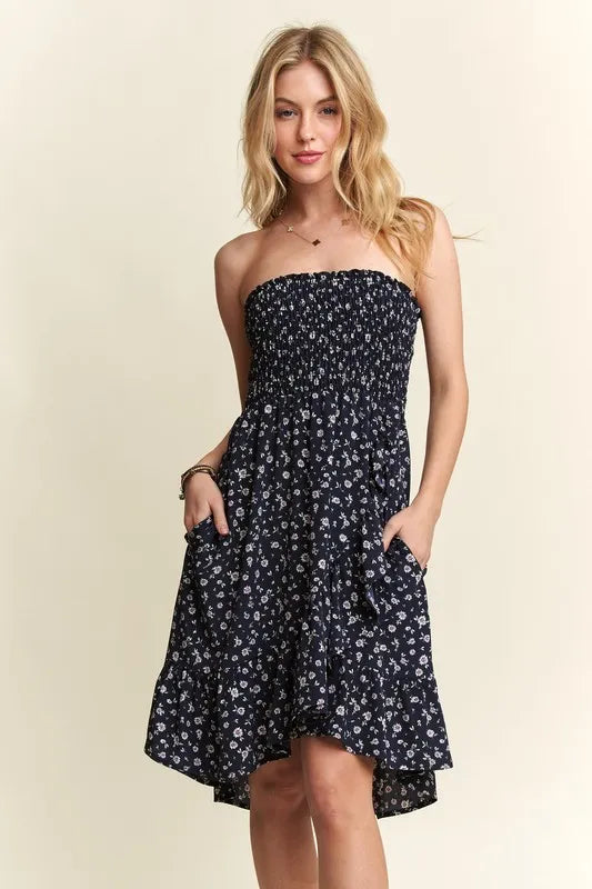 ADORA Smocked Floral Tube Dress with Pockets - Brittney MADE