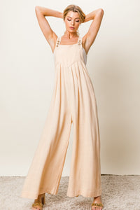 BiBi Texture Sleeveless Wide Leg Jumpsuit - Brittney MADE