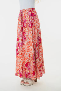 White Birch Full Size High Waisted Floral Woven Skirt - Brittney MADE