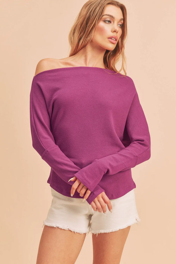 Aemi + Co One Shoulder Long Sleeve Knit Top - Brittney MADE