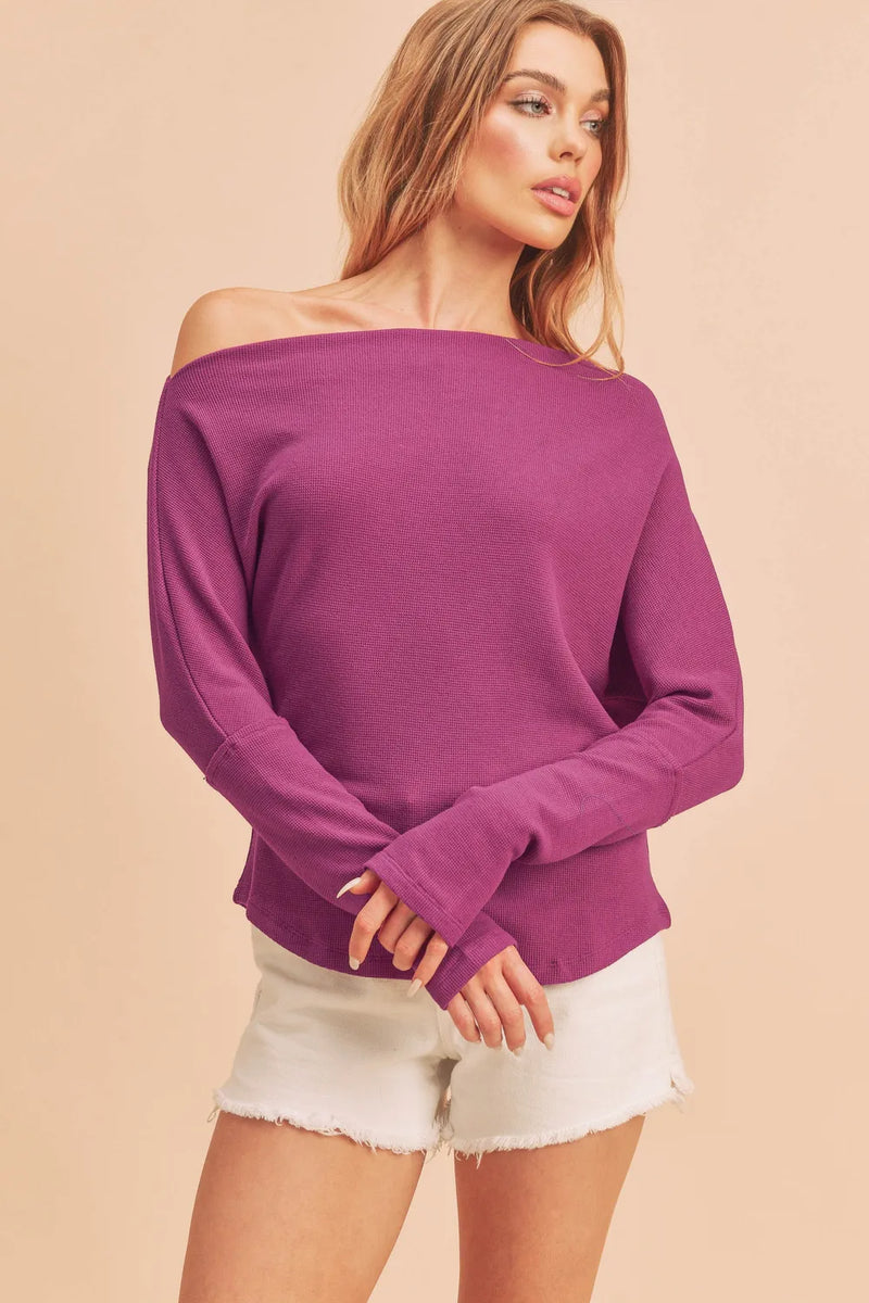 Aemi + Co One Shoulder Long Sleeve Knit Top - Brittney MADE