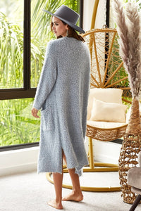 BiBi Slit Open Front Longline Cardigan with Pockets - Brittney MADE