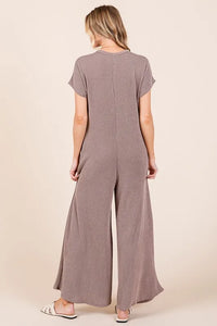 BOMBOM Rib Knit Jumpsuit with Button Detail - Brittney MADE