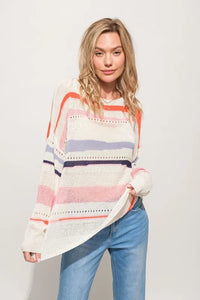 And The Why Abstract Striped Light Weight Loose Sweater - Brittney MADE