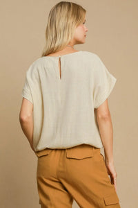 Umgee Drawstring Hem Round Neck Short Sleeve T-Shirt - Brittney MADE
