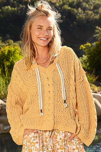 POL Cable Knit Hooded Chenille Sweater - Brittney MADE