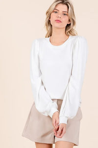 Mittoshop Round Neck Long Sleeve Rib Knit Top - Brittney MADE