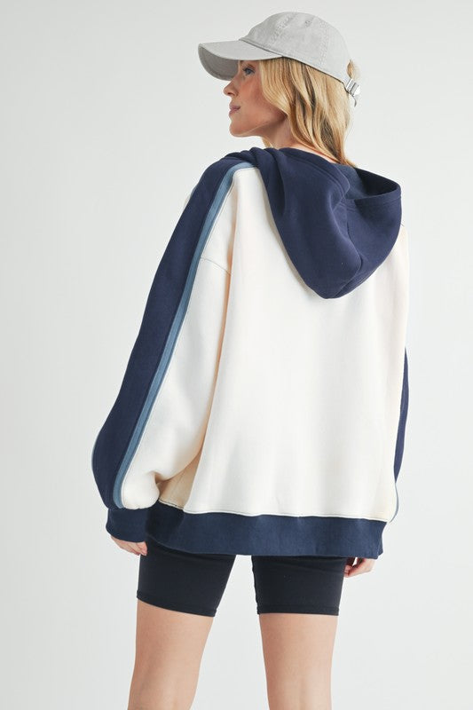 Aemi + Co Color Block Kangaroo Pocketed Hoodie - Brittney MADE