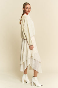 Davi & Dani Diamond Cable Pattern Drop Shoulder Sweater - Brittney MADE