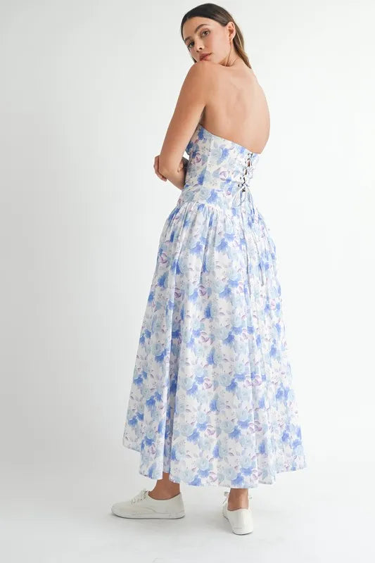 MABLE Sweetheart Neckline Floral Printed Midi Dress - Brittney MADE