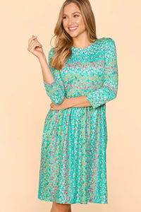 Haptics Round Neck Floral Dress with Pockets - Brittney MADE