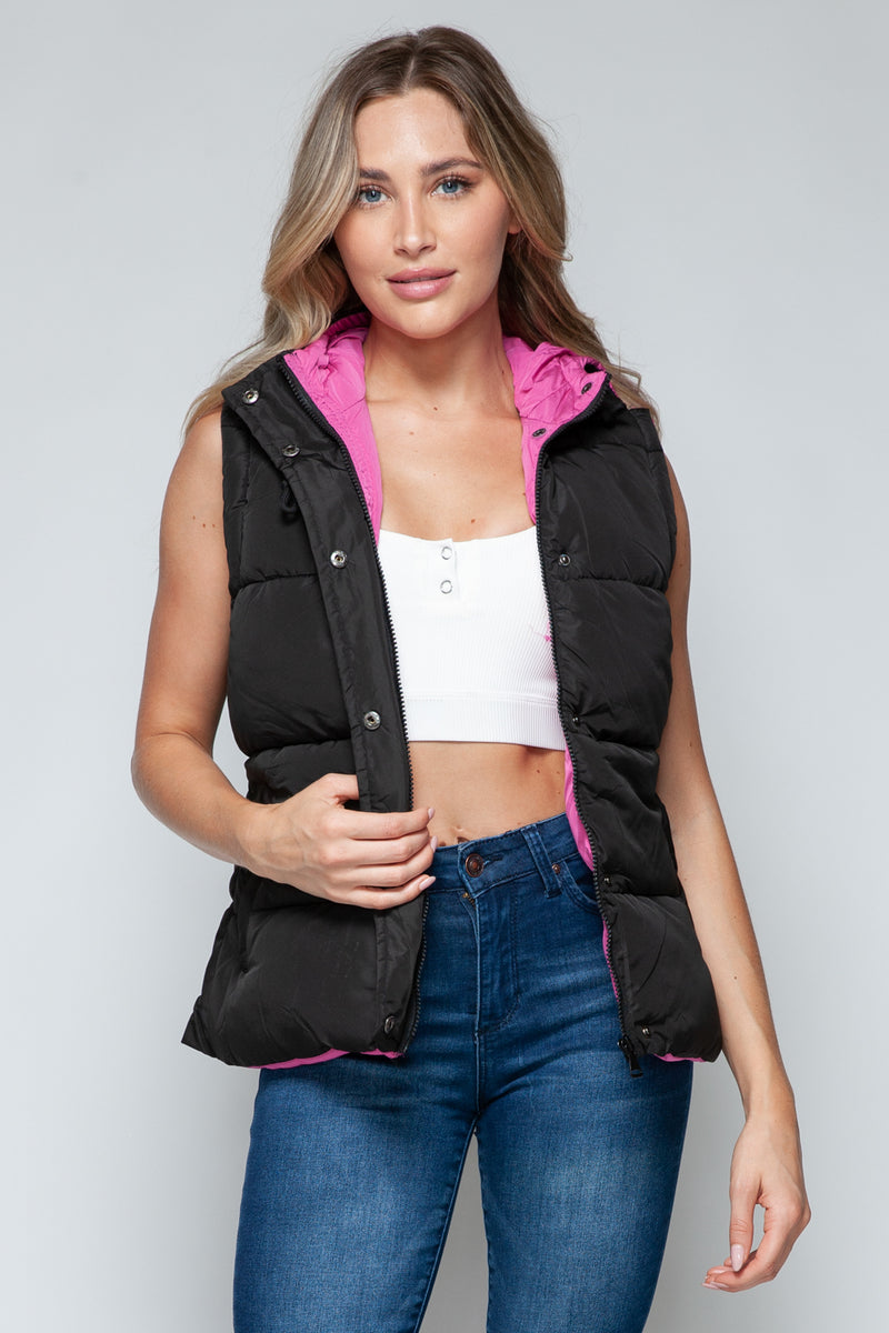 Snobbish Snap and Zip Closure Hooded Vest - Brittney MADE
