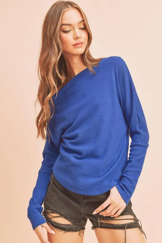 Aemi + Co One Shoulder Long Sleeve Knit Top - Brittney MADE