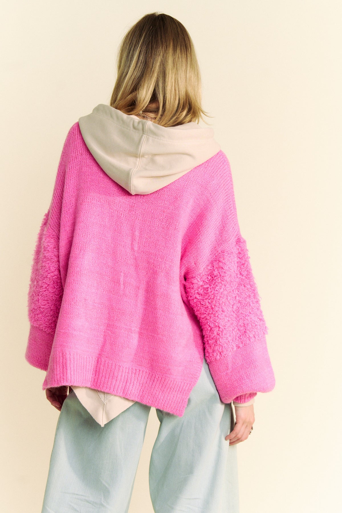 Davi & Dani Side Slit Open Front Long Sleeve Cardigan - Brittney MADE