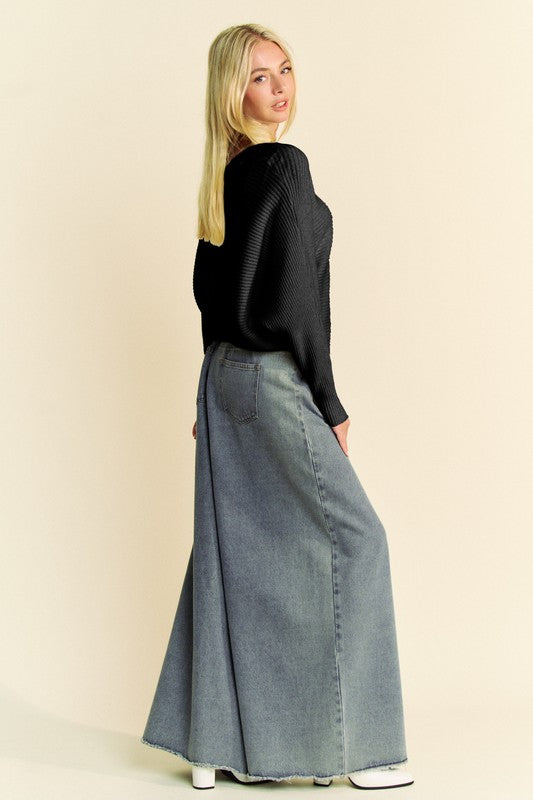 Davi & Dani Round Neck Batwing Sleeve Sweater - Brittney MADE