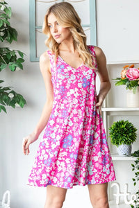 Heimish Full Size Floral V-Neck Tank Dress with Pockets - Brittney MADE