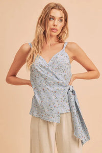 Aemi + Co Ditsy Floral Surplice Adjustable Straps Cami - Brittney MADE