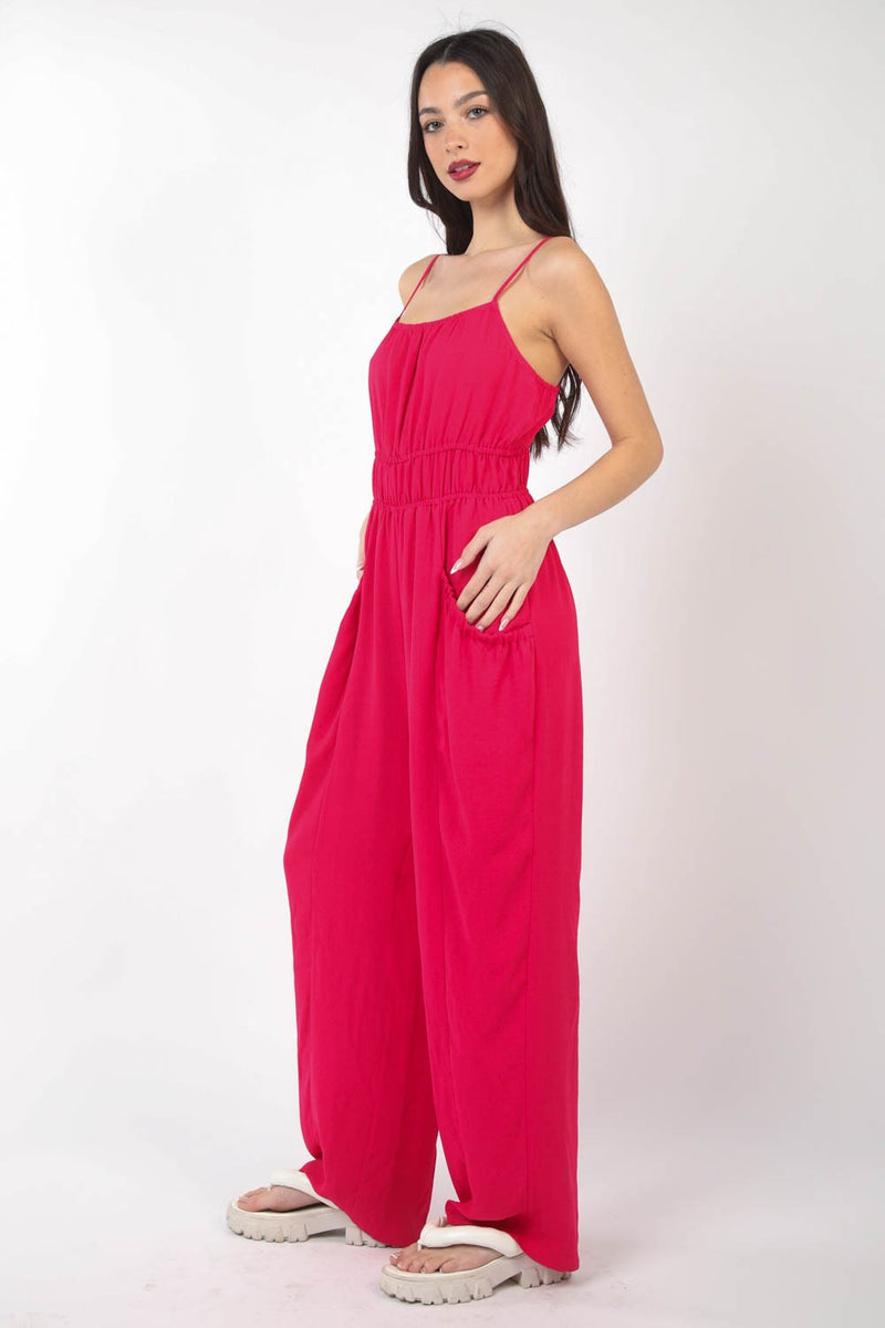 VERY J Pintuck Detail Woven Sleeveless Jumpsuit - Brittney MADE