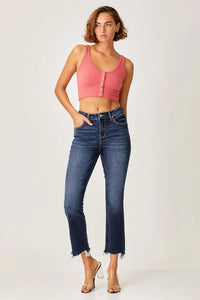 Risen Full Size Frayed Hem Cropped Straight Jeans - Brittney MADE