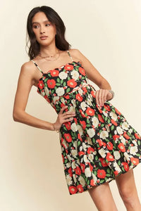 Davi & Dani Floral Scalloped Cutout Back Mini Dress - Brittney MADE