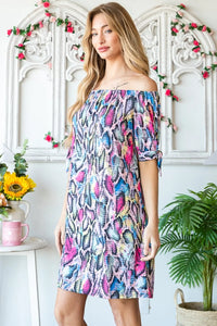 Heimish Full Size Off Shoulder Snake Mini Dress - Brittney MADE