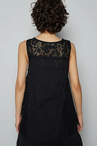 POL Crochet Lace Mix Button Detail Round Neck Tank - Brittney MADE