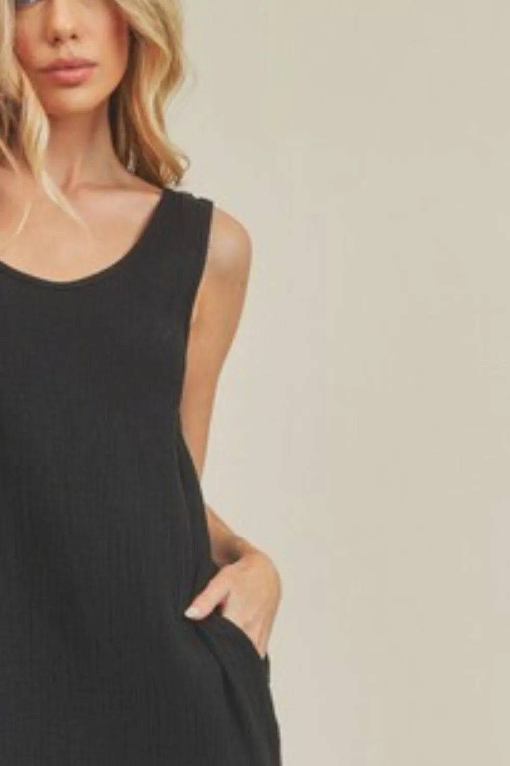 Aemi + Co Round Neck Midi Tank Dress with Pockets - Brittney MADE