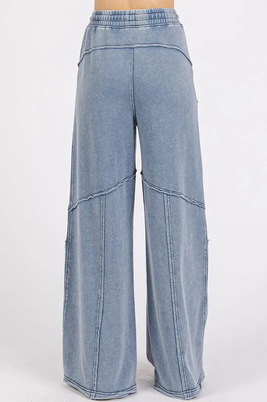 Mittoshop Asymmetric Seam Mineral Wash Elastic Waist Pants - Brittney MADE