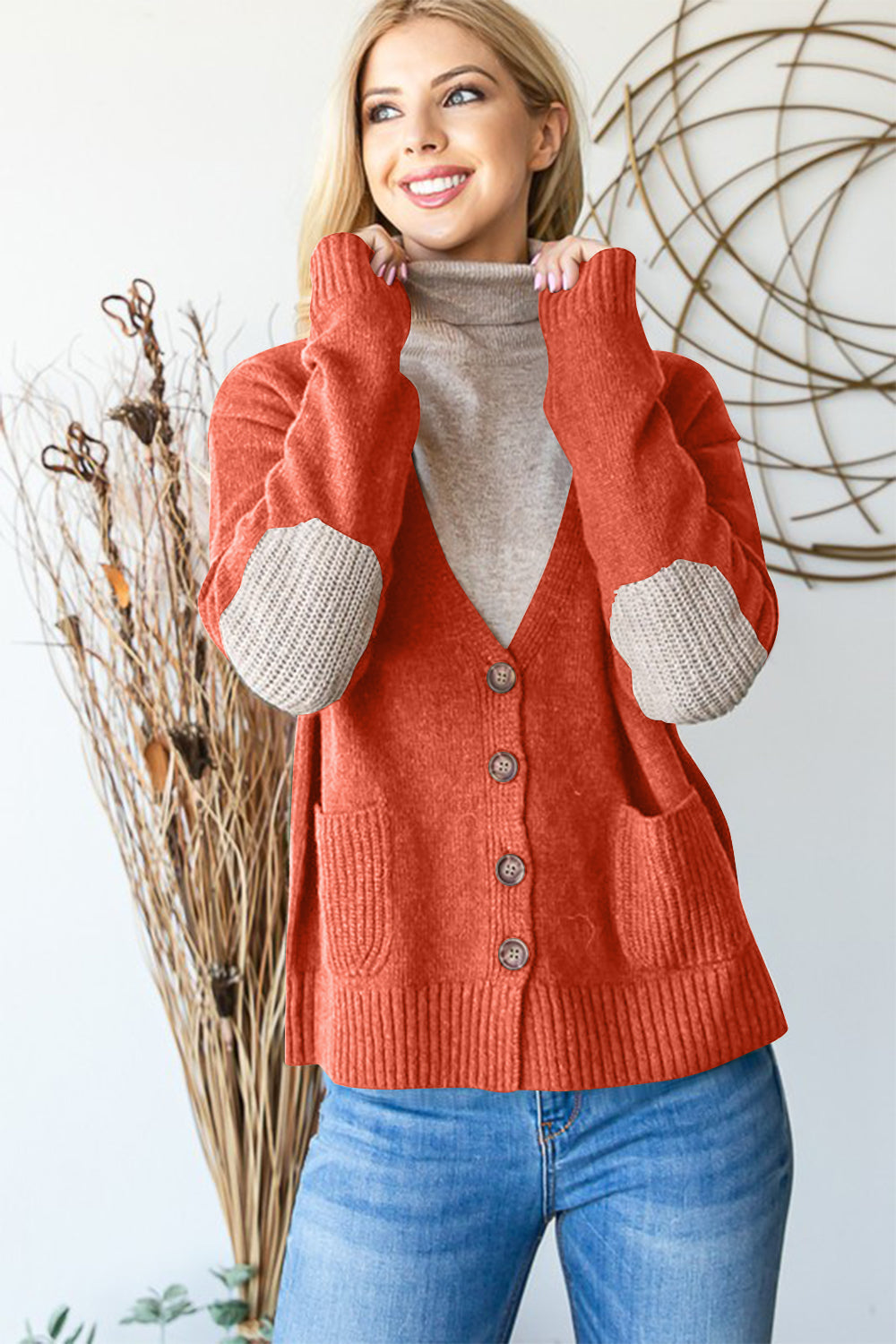 Heimish Full Size Long Sleeve V Neck Button Down Cardigan - Brittney MADE