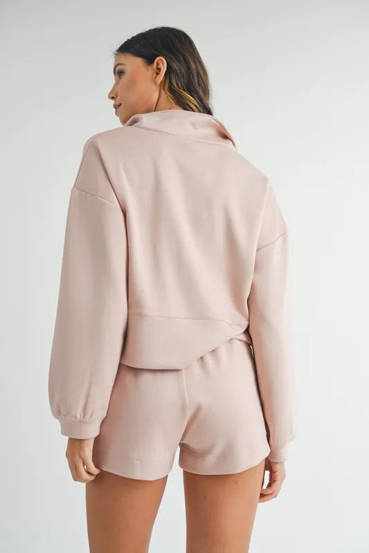 MABLE Half Zip Sweatshirt and Shorts Set - Brittney MADE