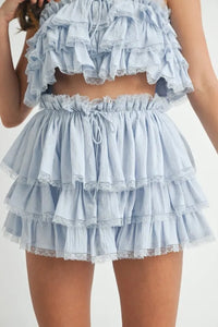 MABLE Ruffle Layered Crop Top and Mini Skirt Set - Brittney MADE