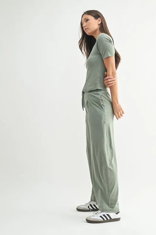 MONO B Vintage Ease Pima Cotton Tee and Pants Set - Brittney MADE