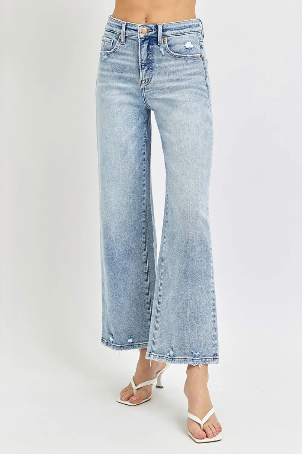 RISEN Full Size Tummy Control High Rise Crop Wide Leg Jeans - Brittney MADE