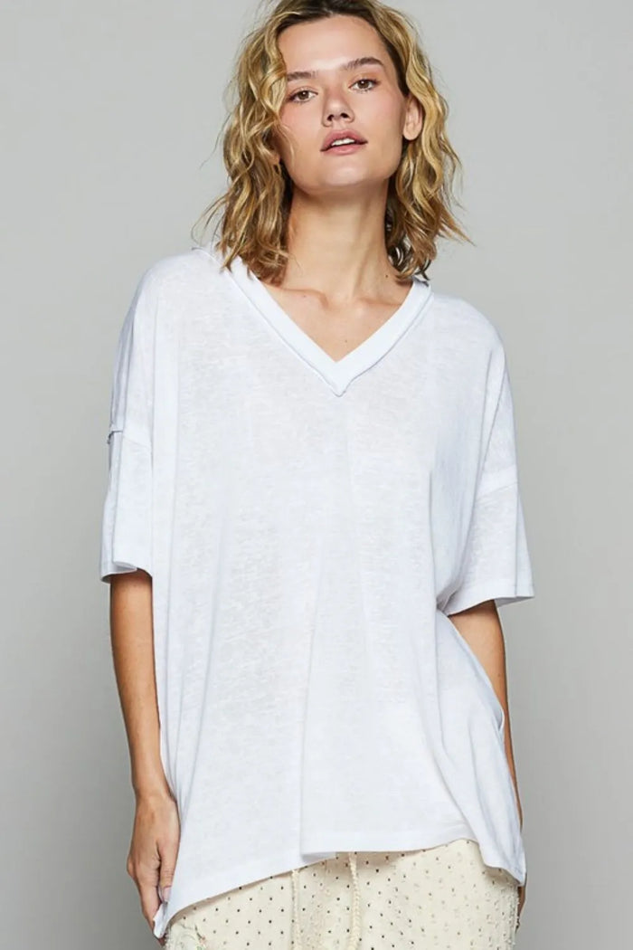 POL V-Neck Half Sleeve T-Shirt - Brittney MADE