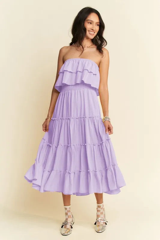 Davi & Dani Tiered Flowing Tube Midi Dress - Brittney MADE