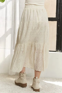 ADORA Elastic Waistband Tiered Midi Skirt - Brittney MADE