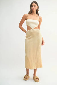 MABLE Ribbed Knit Color Block Cutout Midi Dress - Brittney MADE