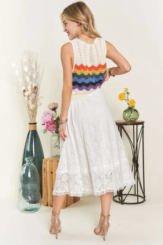 ADORA Elastic Waist Lace Midi Skirt - Brittney MADE