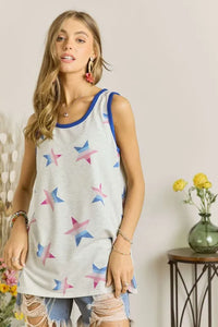 ADORA Star Print Round Neck Tank - Brittney MADE