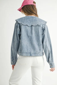 MABLE Scallop Peter Pan Collar Denim Jacket - Brittney MADE