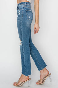RISEN High Rise Distressed Ankle Jeans - Brittney MADE