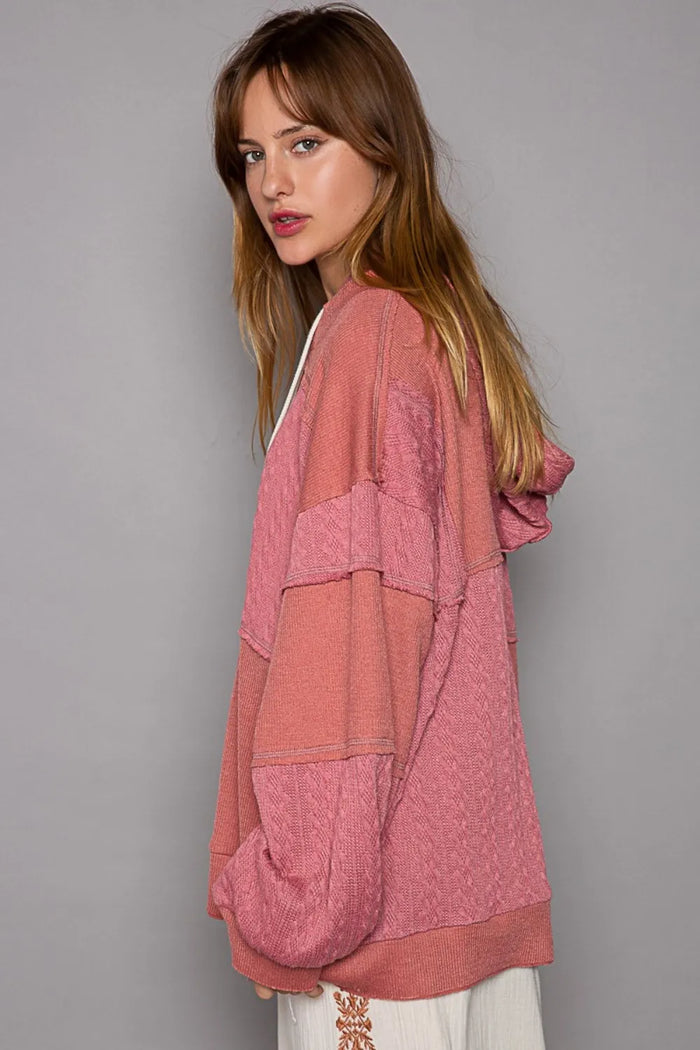 POL Exposed Seam Hooded Knit Top - Brittney MADE