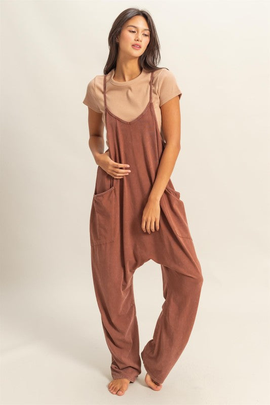 HYFVE Relaxed Fit Mineral Washed Overalls with Pockets - Brittney MADE
