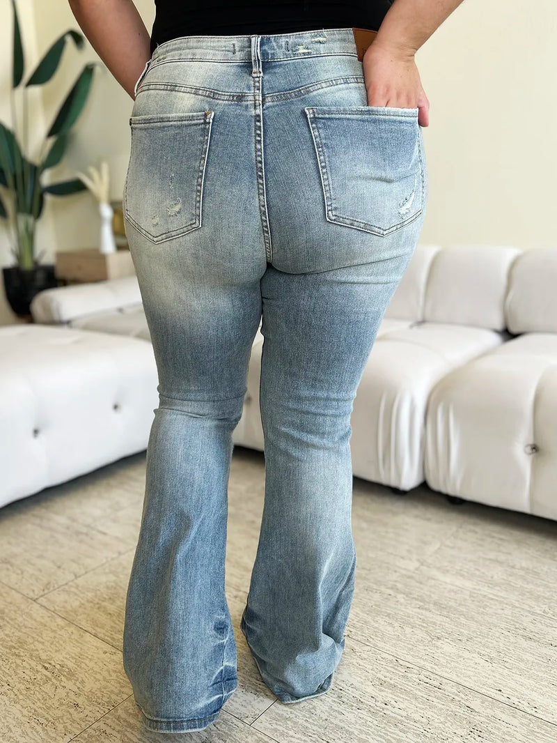 Judy Blue Full Size Mid Rise Flare Jeans - Brittney MADE