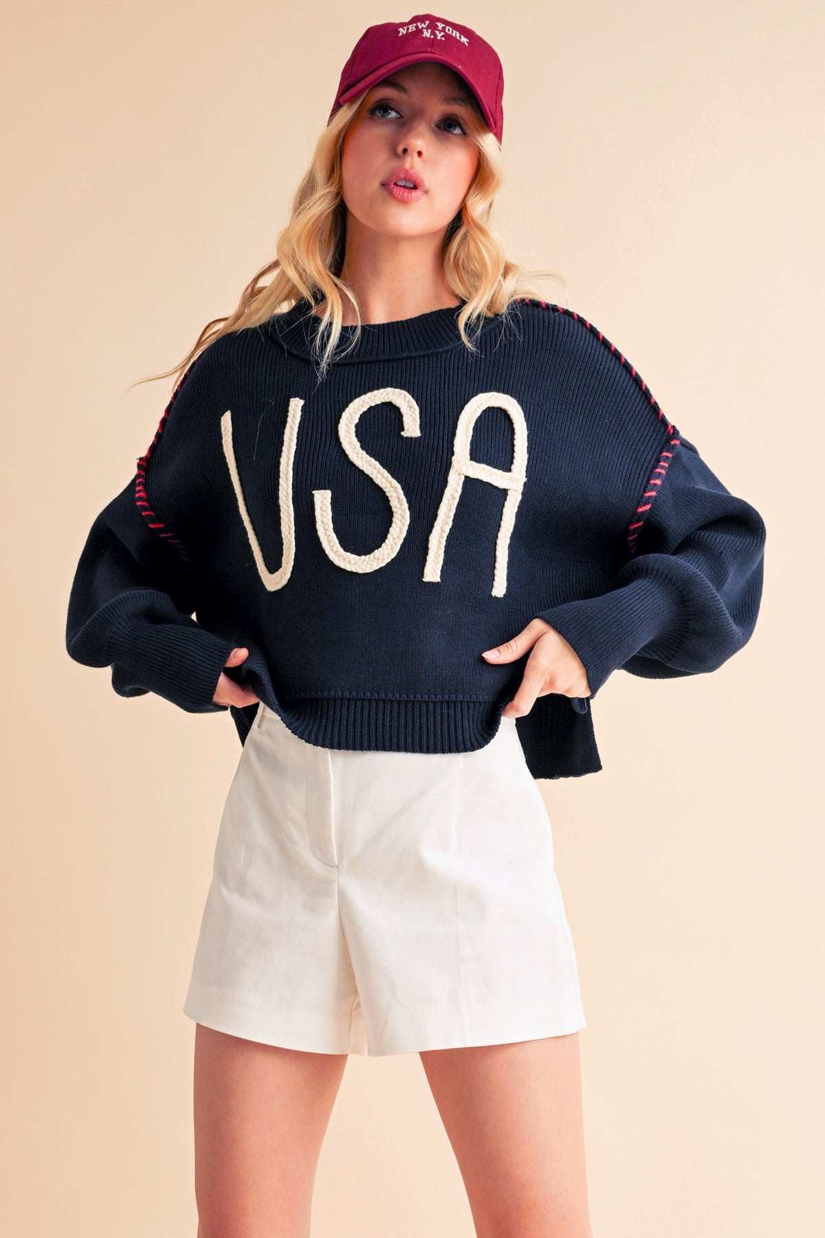 Aemi + Co USA Side Slit Round Neck Sweater - Brittney MADE