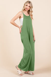 Culture Code Full Size Sleeveless Wide Leg Jumpsuit with Pockets - Brittney MADE