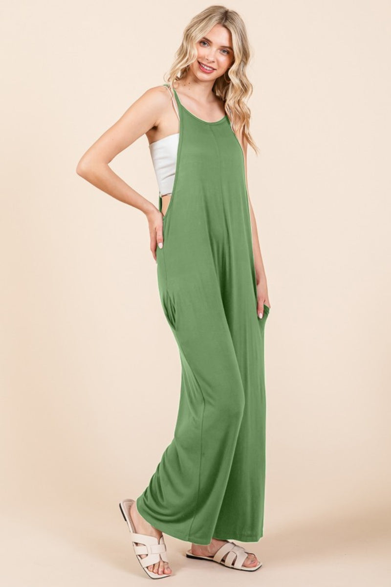 Culture Code Full Size Sleeveless Wide Leg Jumpsuit with Pockets - Brittney MADE