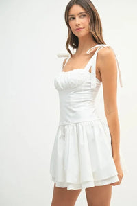 MABLE Shoulder Tie Corset Panel Mini Dress - Brittney MADE