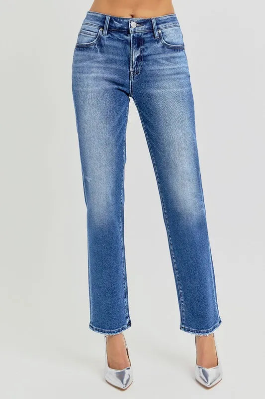 RISEN Mid Rise Ankle Tapered Jeans - Brittney MADE