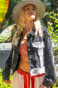 POL Crochet Patch Embroidered Button Up Jacket - Brittney MADE